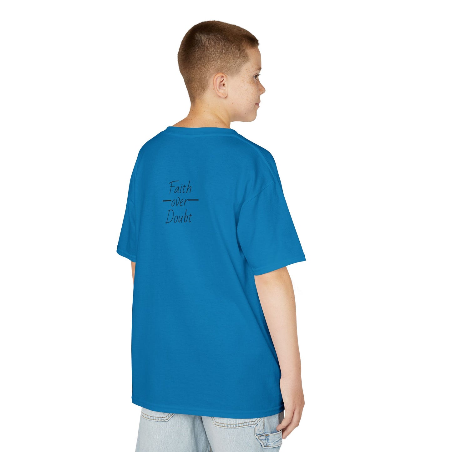 Kids Inspirational Tee - Faith Over Doubt, Motivational T-Shirt for Boys & Girls