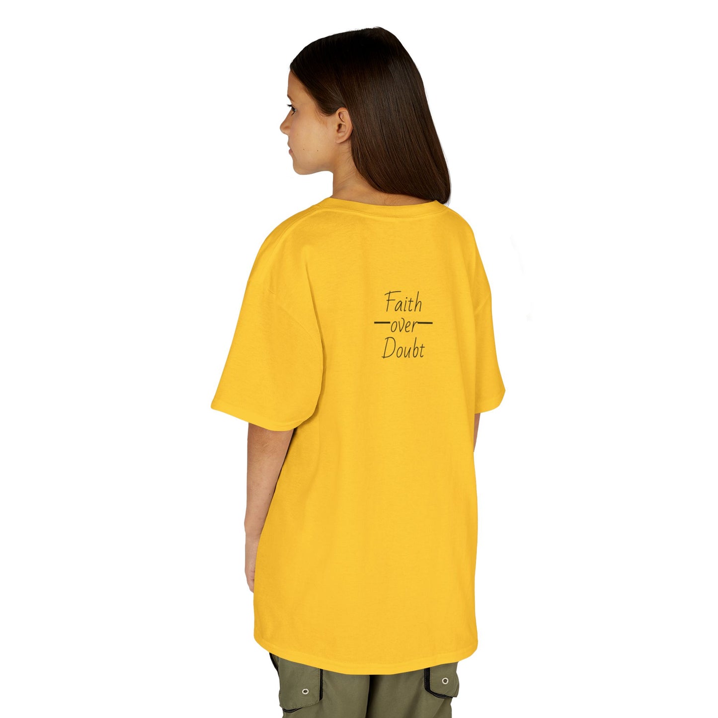 Kids Inspirational Tee - Faith Over Doubt, Motivational T-Shirt for Boys & Girls