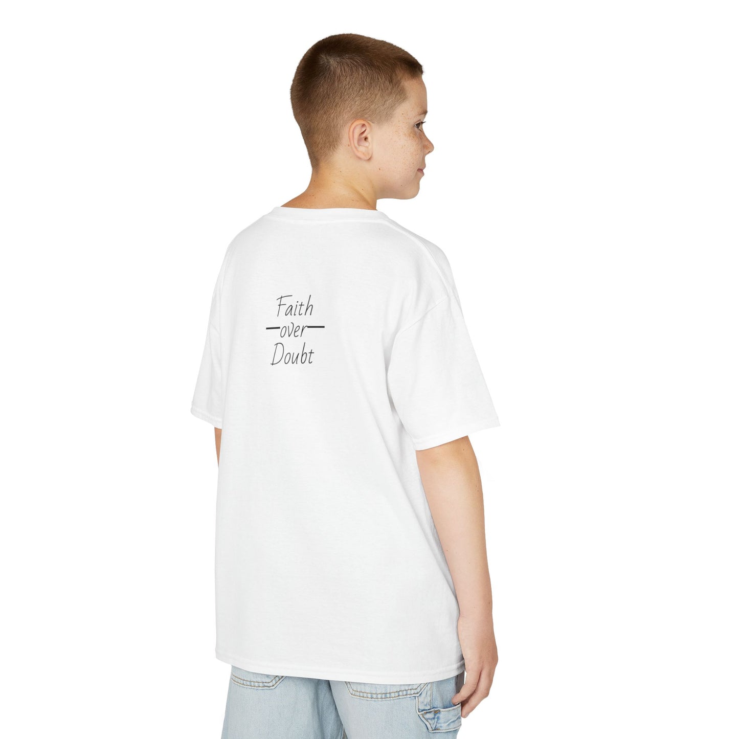 Kids Inspirational Tee - Faith Over Doubt, Motivational T-Shirt for Boys & Girls