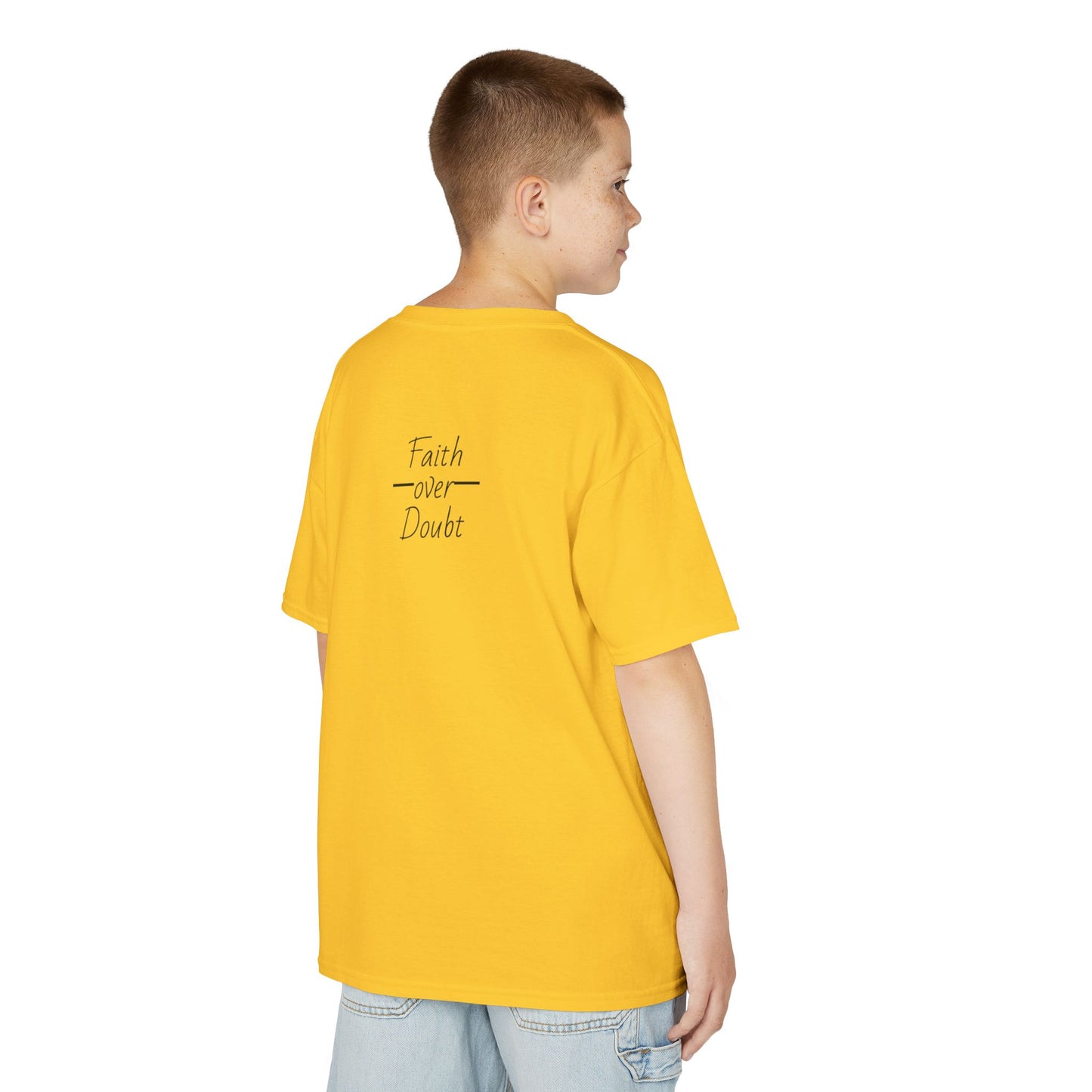 Kids Inspirational Tee - Faith Over Doubt, Motivational T-Shirt for Boys & Girls