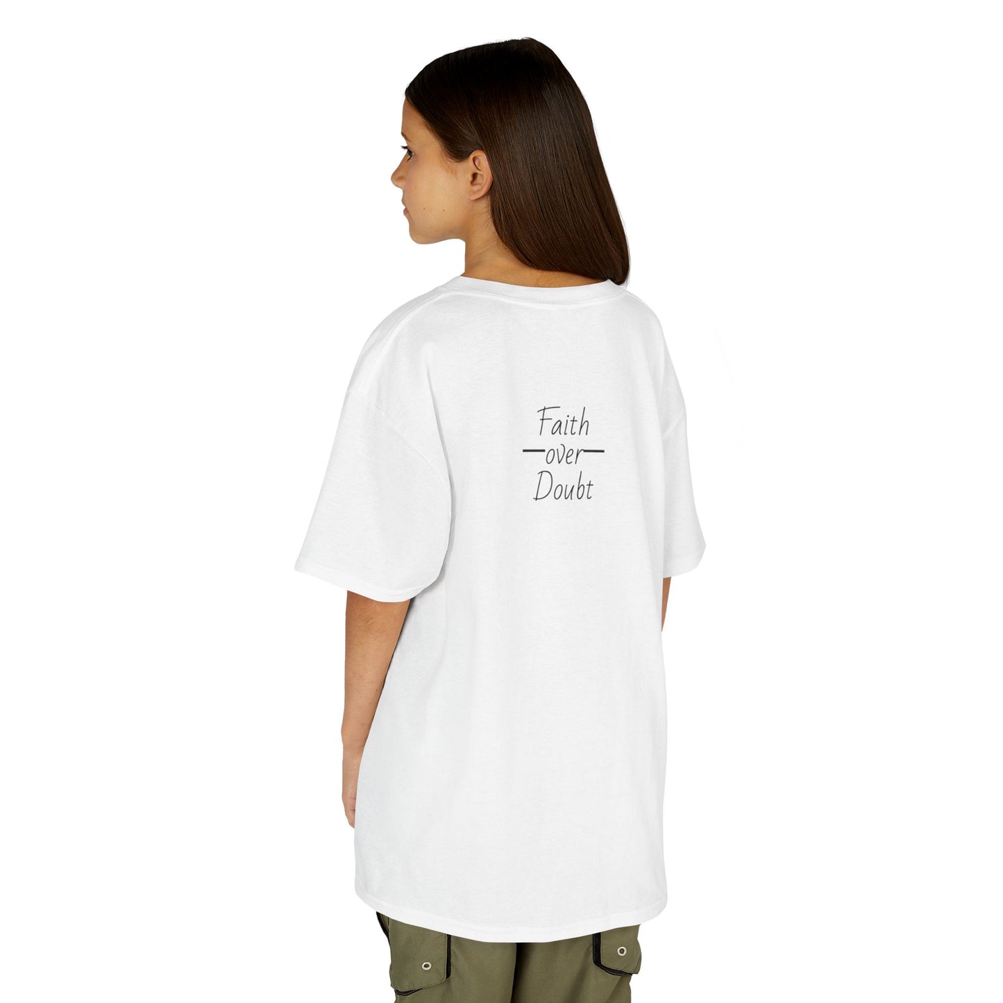 Kids Inspirational Tee - Faith Over Doubt, Motivational T-Shirt for Boys & Girls