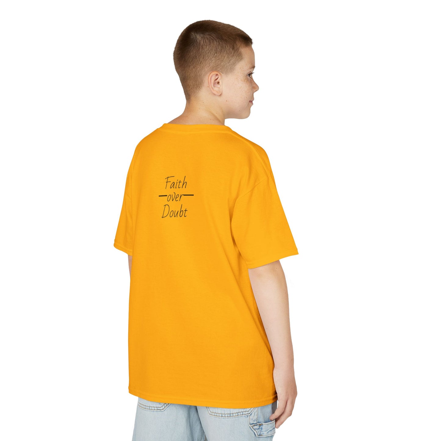 Kids Inspirational Tee - Faith Over Doubt, Motivational T-Shirt for Boys & Girls