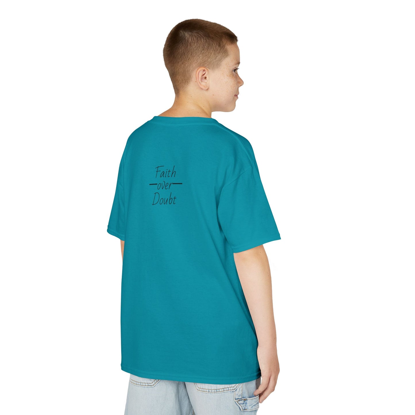 Kids Inspirational Tee - Faith Over Doubt, Motivational T-Shirt for Boys & Girls