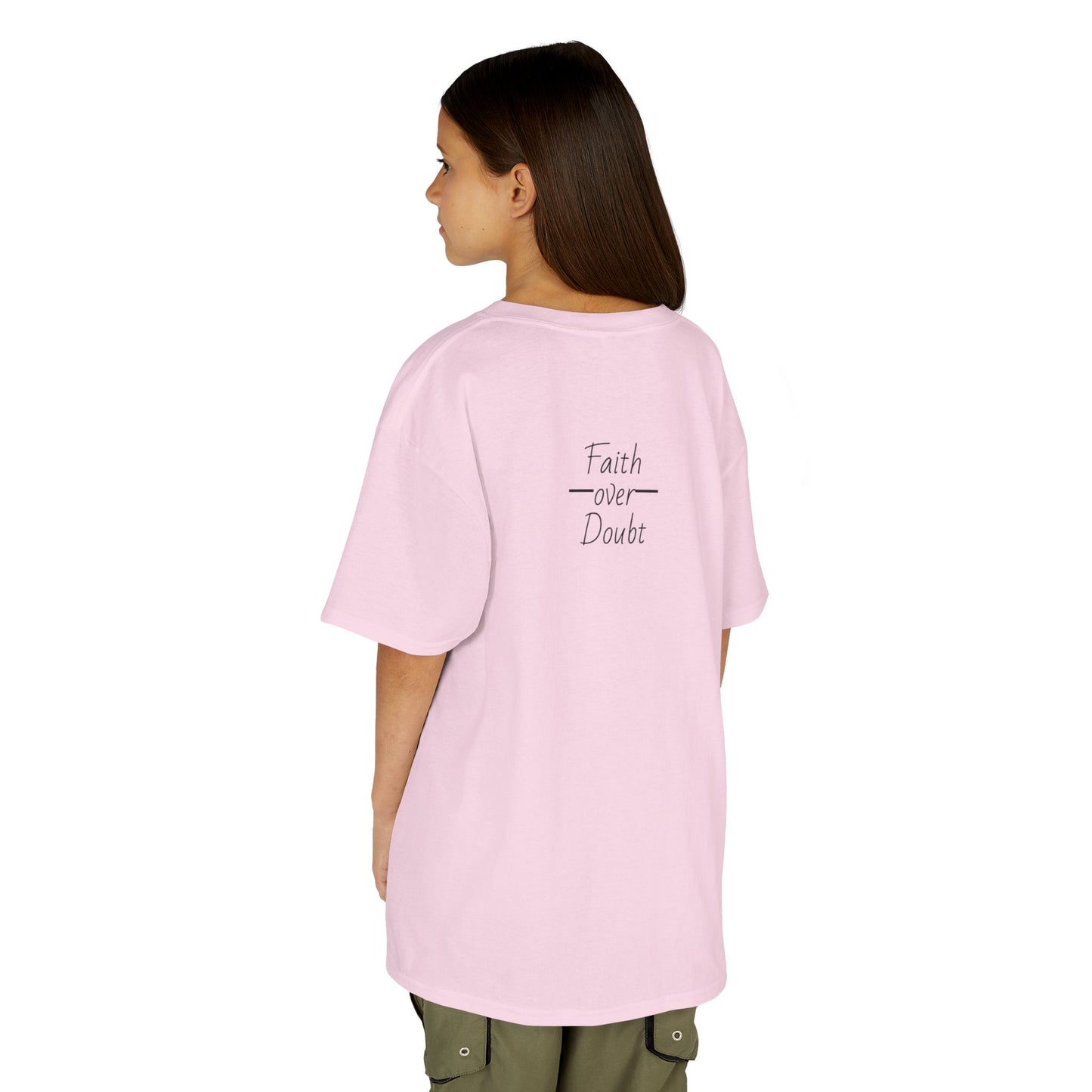 Kids Inspirational Tee - Faith Over Doubt, Motivational T-Shirt for Boys & Girls
