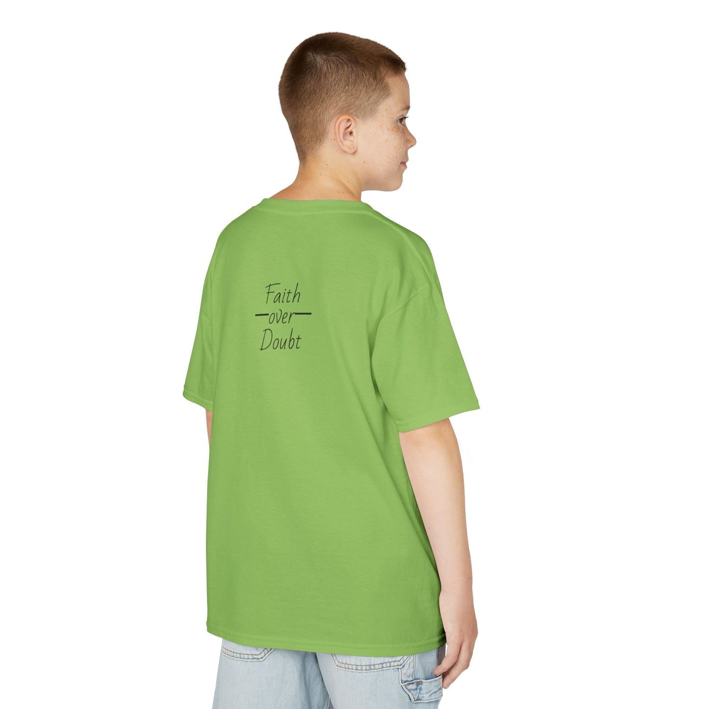 Kids Inspirational Tee - Faith Over Doubt, Motivational T-Shirt for Boys & Girls