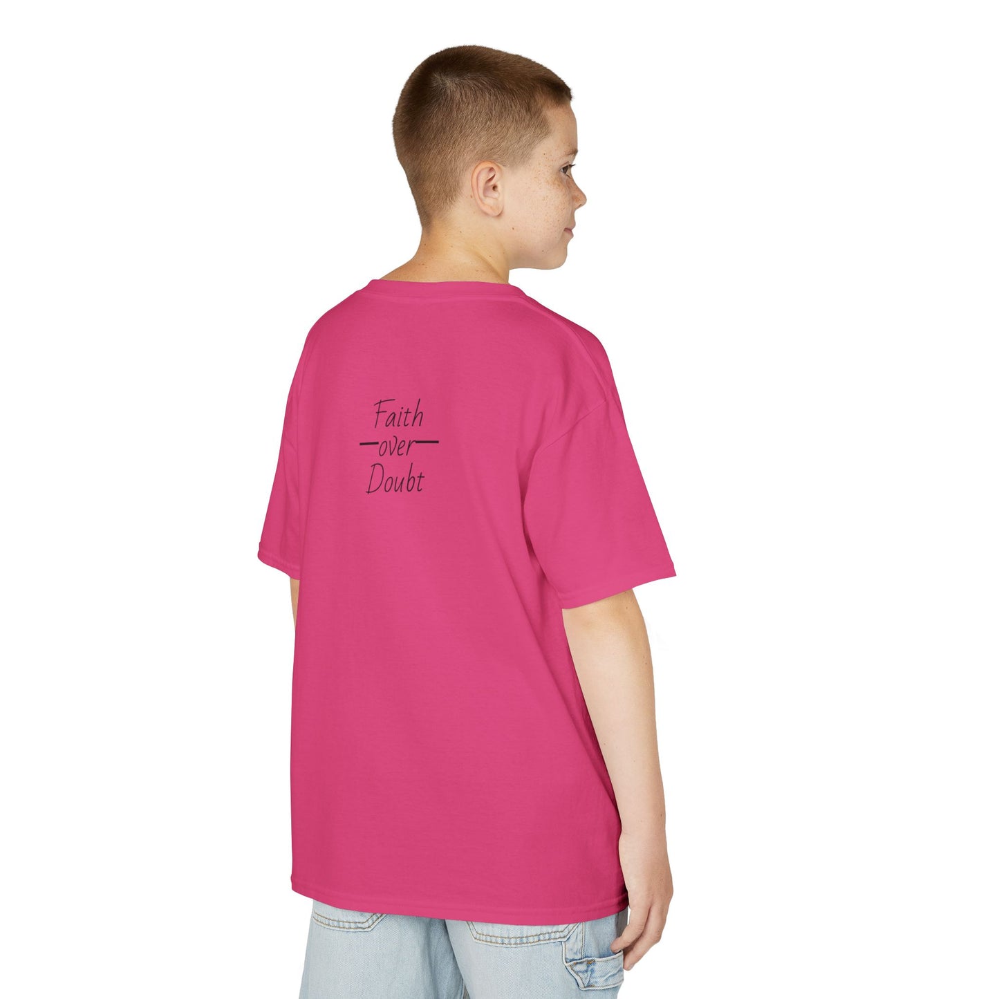Kids Inspirational Tee - Faith Over Doubt, Motivational T-Shirt for Boys & Girls
