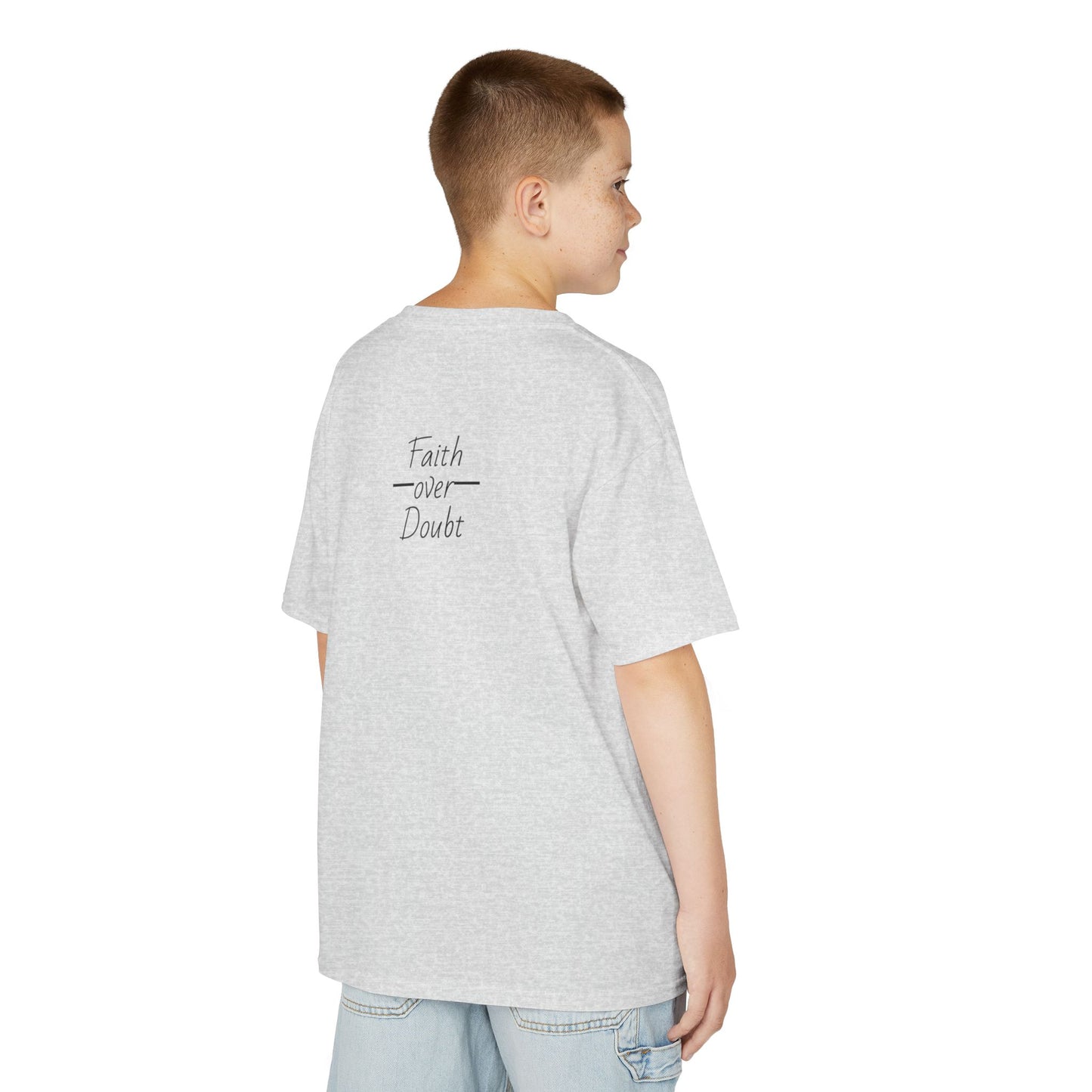 Kids Inspirational Tee - Faith Over Doubt, Motivational T-Shirt for Boys & Girls