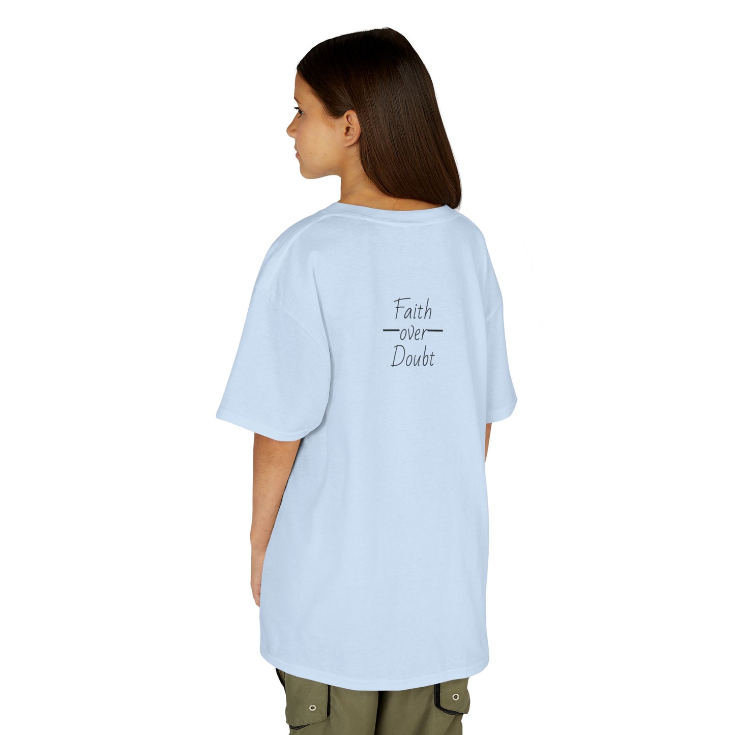 Kids Inspirational Tee - Faith Over Doubt, Motivational T-Shirt for Boys & Girls