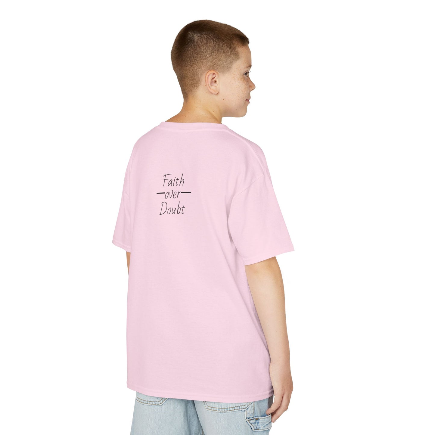 Kids Inspirational Tee - Faith Over Doubt, Motivational T-Shirt for Boys & Girls