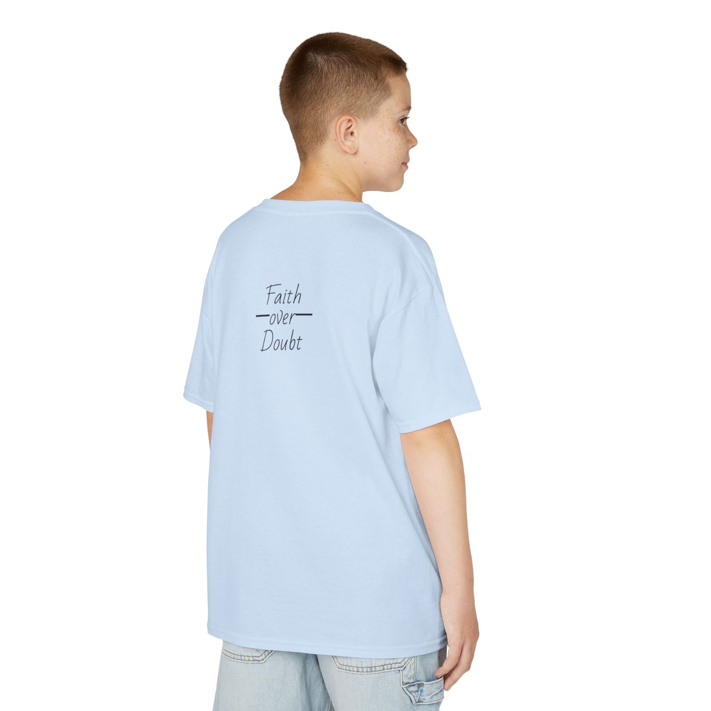Kids Inspirational Tee - Faith Over Doubt, Motivational T-Shirt for Boys & Girls