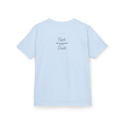 Kids Inspirational Tee - Faith Over Doubt, Motivational T-Shirt for Boys & Girls