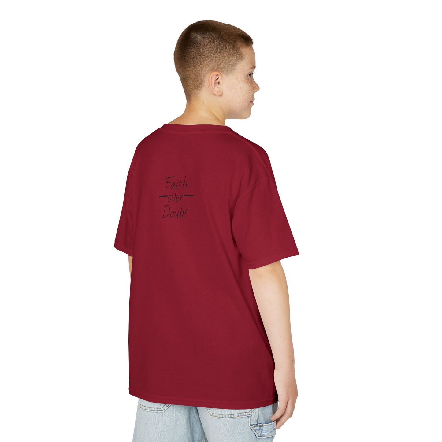 Kids Inspirational Tee - Faith Over Doubt, Motivational T-Shirt for Boys & Girls