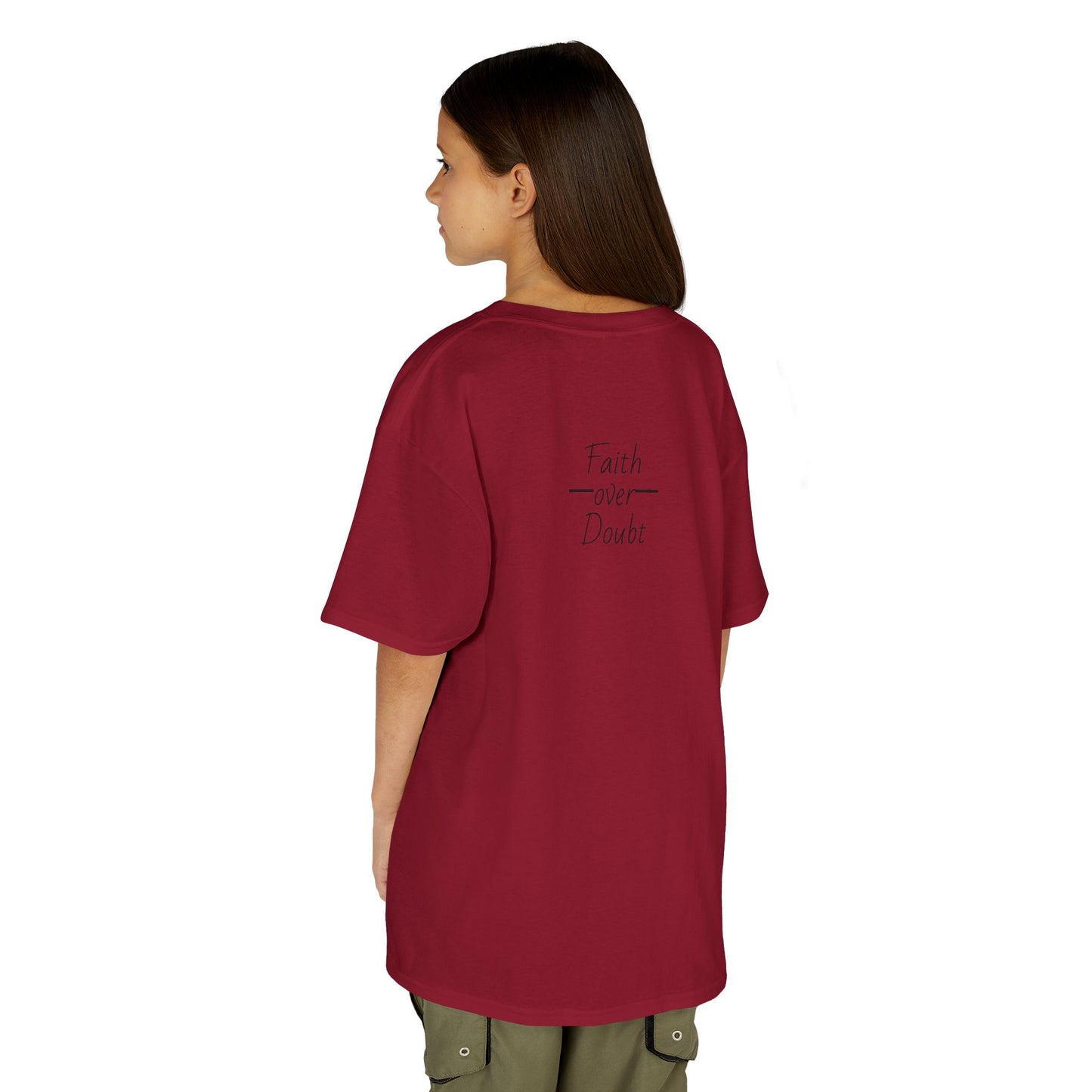 Kids Inspirational Tee - Faith Over Doubt, Motivational T-Shirt for Boys & Girls